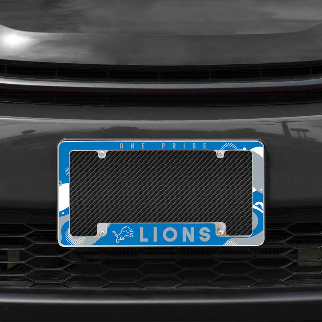 Rico Industries NFL  Detroit Lions Wave 12" x 6" Chrome License Plate Frame-1