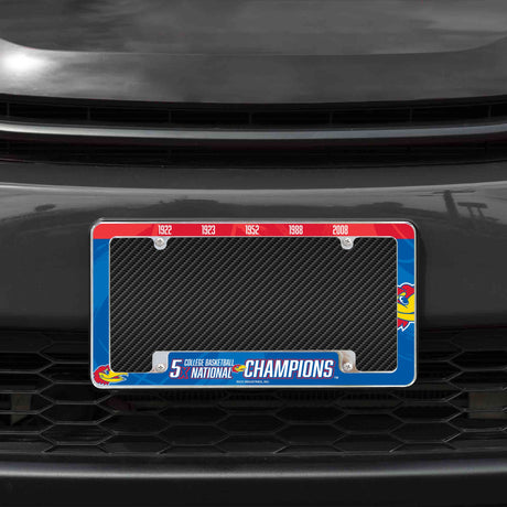 Rico Industries NCAA Kansas Jayhawks Multi Champ 12" x 6" Chrome License Plate Frame-1