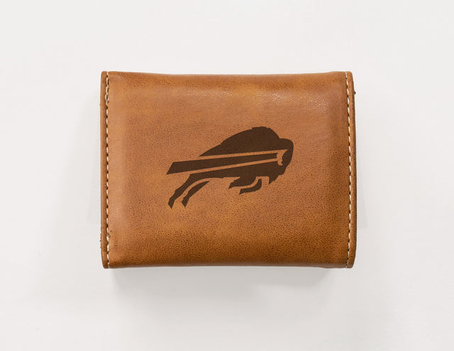 Rico Industries NFL  Buffalo Bills  Laser Engraved Faux Leather Trifold Wallet-1