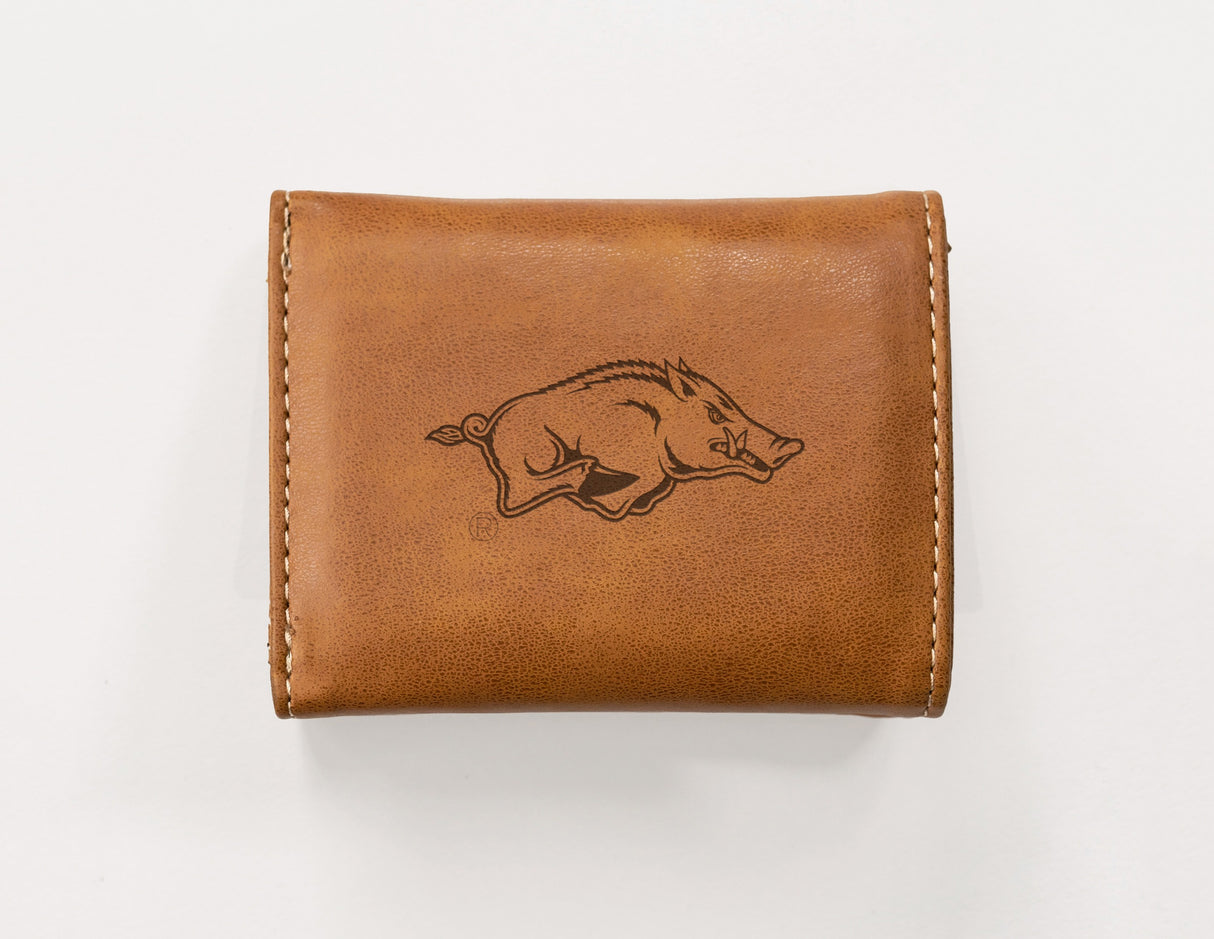 Rico Industries NCAA Arkansas Razorbacks  Laser Engraved Faux Leather Trifold Wallet-1