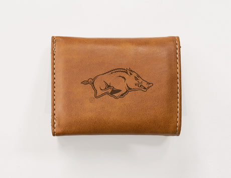Rico Industries NCAA Arkansas Razorbacks  Laser Engraved Faux Leather Trifold Wallet-1