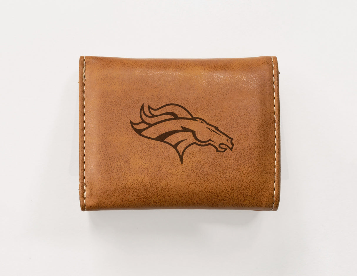 Rico Industries NFL  Denver Broncos  Laser Engraved Faux Leather Trifold Wallet-1