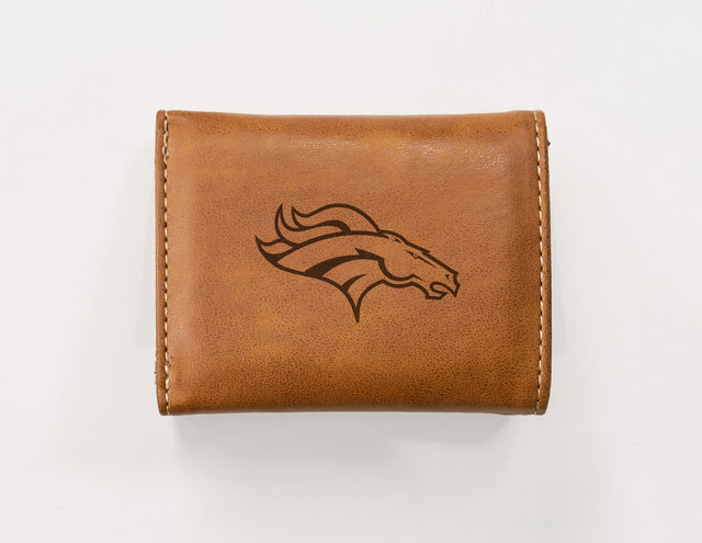 Rico Industries NFL  Denver Broncos  Laser Engraved Faux Leather Trifold Wallet-1