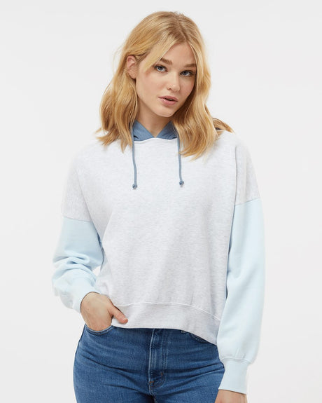 MV Sport Women's Sueded Fleece Colorblocked Crop Hooded Sweatshirt MV Sport