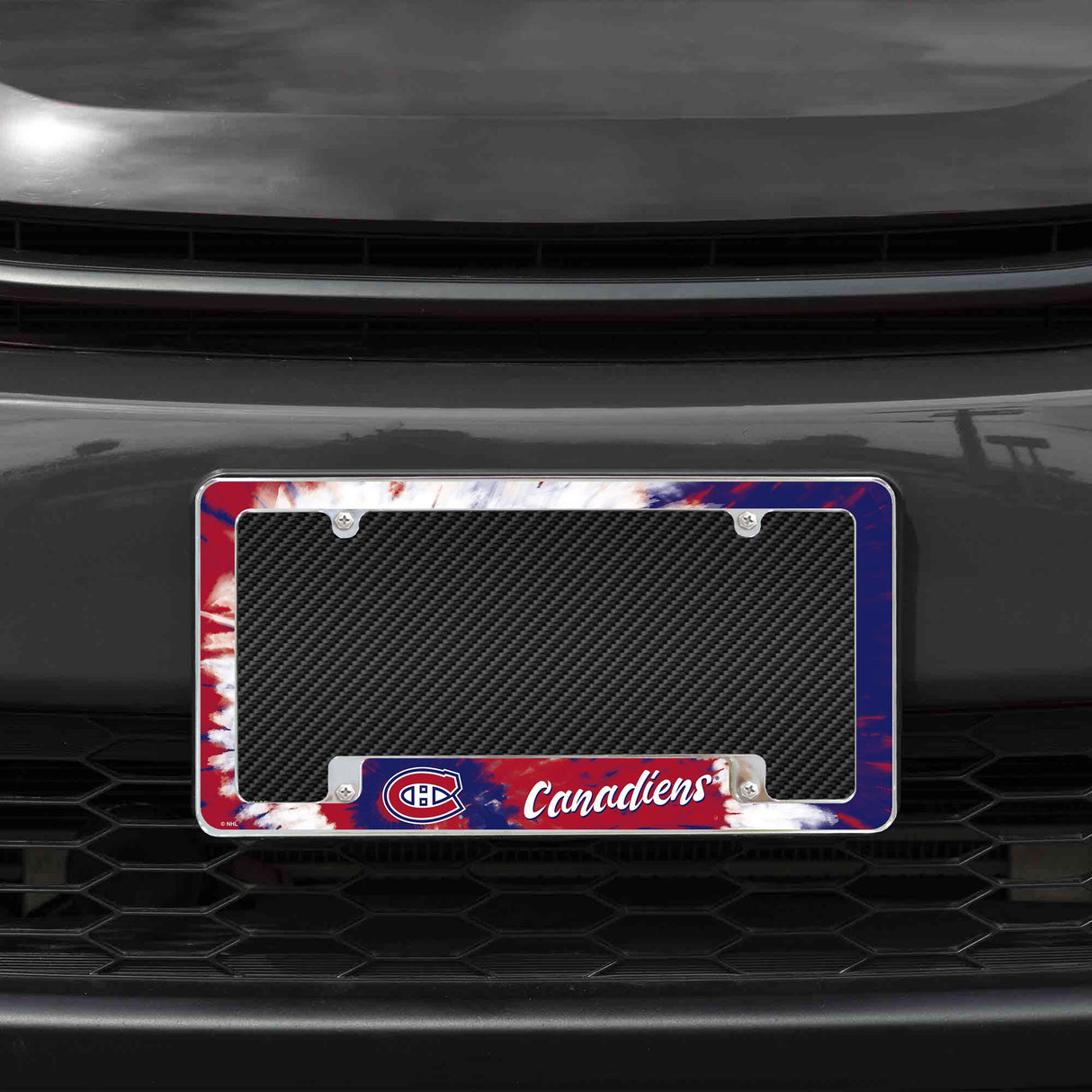 Rico Industries NHL  Montreal Canadiens Tie Dye 12" x 6" Chrome License Plate Frame-1
