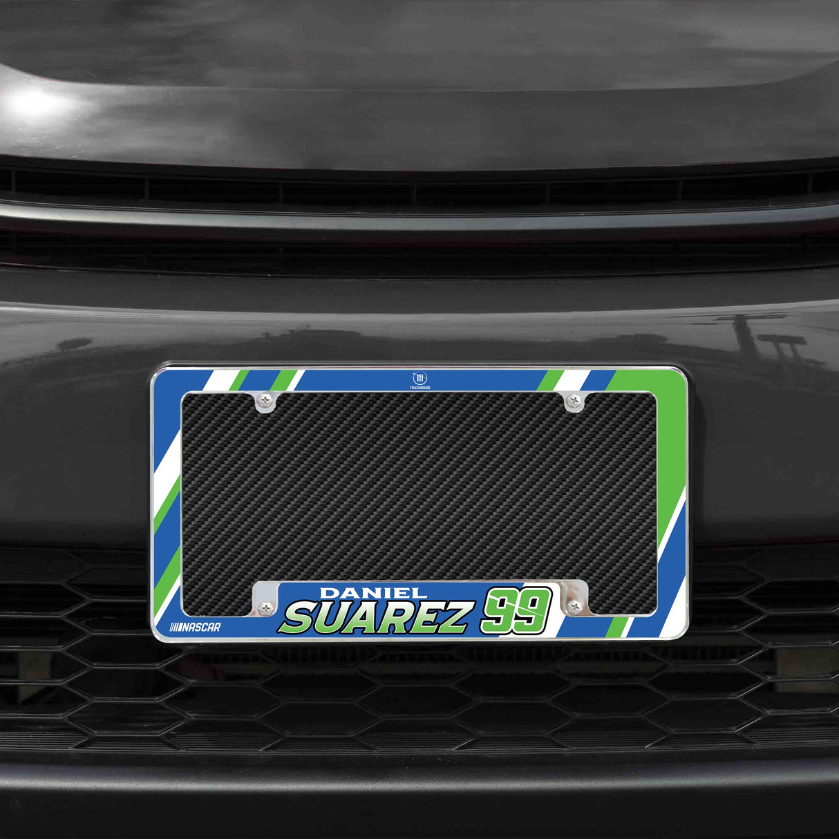 Rico Industries NASCAR  Daniel Suarez 12" x 6" Chrome License Plate Frame-1