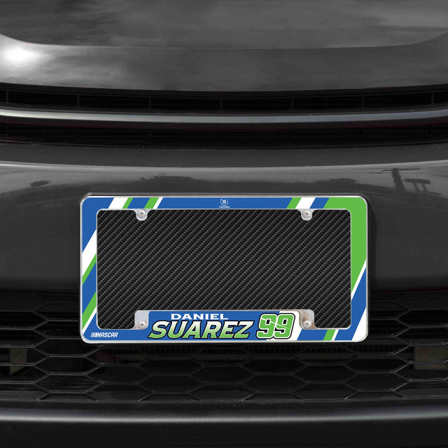 Rico Industries NASCAR  Daniel Suarez 12" x 6" Chrome License Plate Frame-1