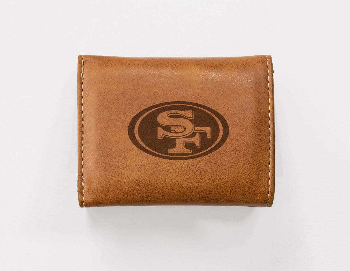 Rico Industries NFL  San Francisco 49ers  Laser Engraved Faux Leather Trifold Wallet-1