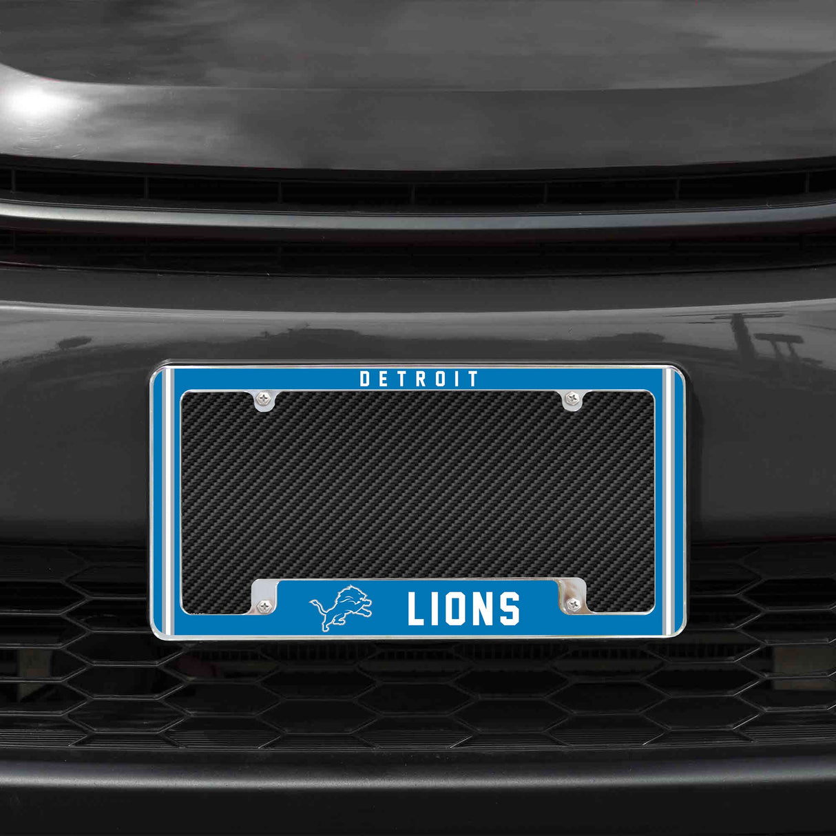 Rico Industries NFL  Detroit Lions Classic 12" x 6" Chrome License Plate Frame-1