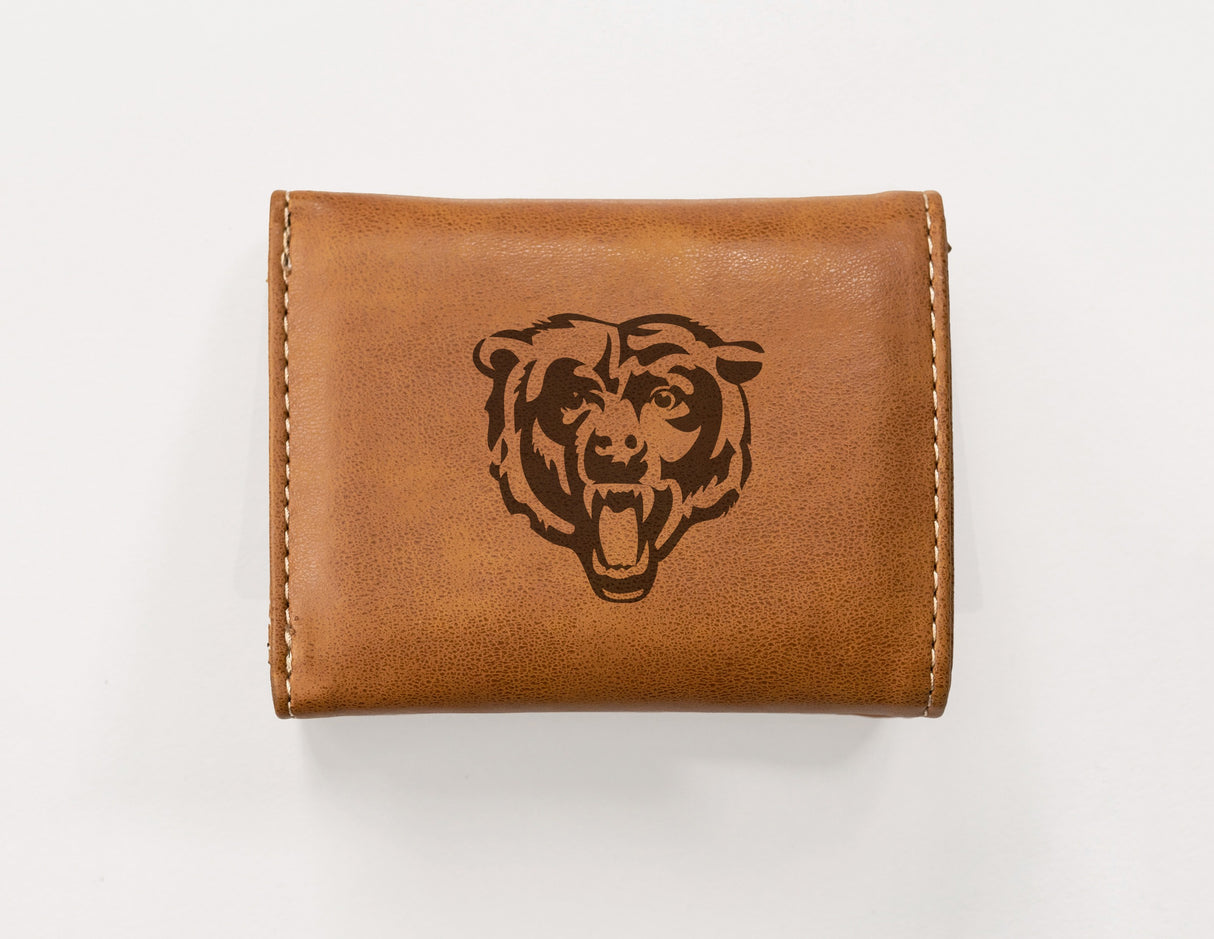 Rico Industries NFL  Chicago Bears  Laser Engraved Faux Leather Trifold Wallet-1