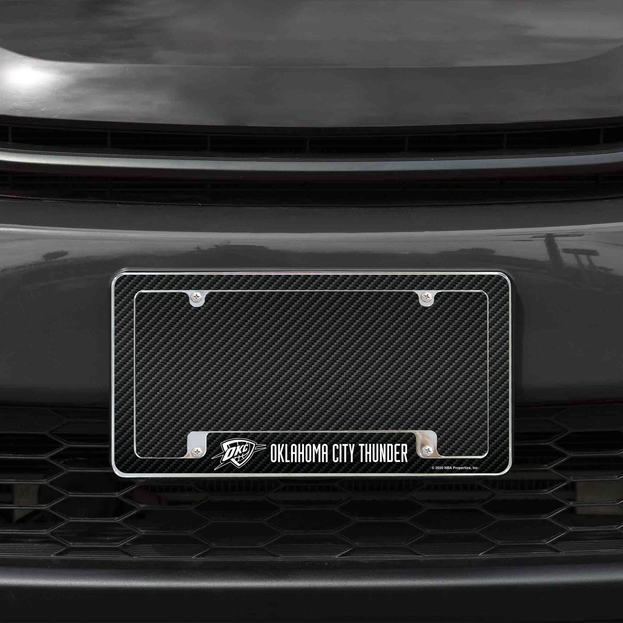 Rico Industries NBA  Oklahoma City Thunder Black 12" x 6" Chrome License Plate Frame-1