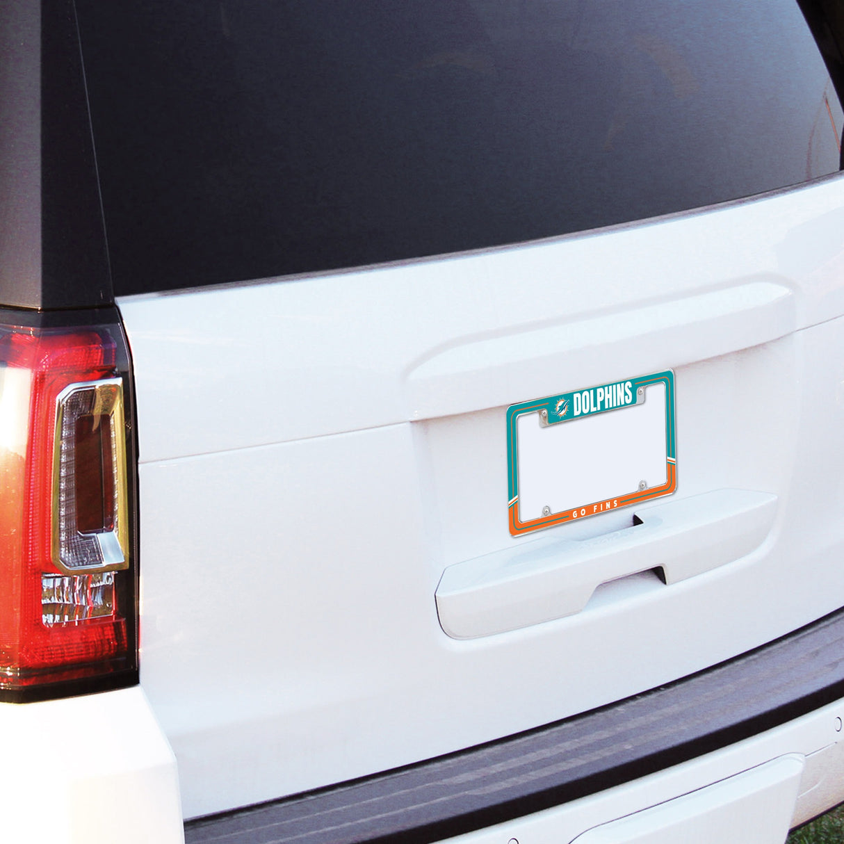 Rico Industries NFL  Miami Dolphins Two-Tone 12" x 6" Chrome License Plate Frame-3