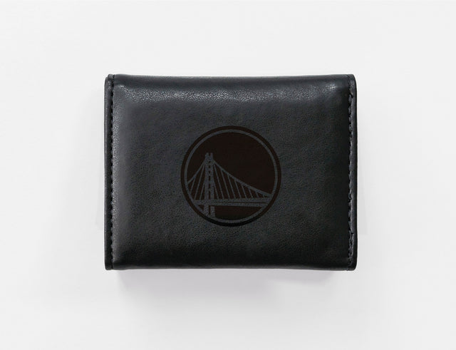 Rico Industries NBA  Golden State Warriors  Laser Engraved Faux Leather Trifold Wallet-1
