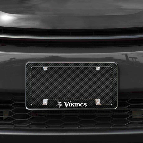 Rico Industries NFL  Minnesota Vikings Black 12" x 6" Chrome License Plate Frame-1