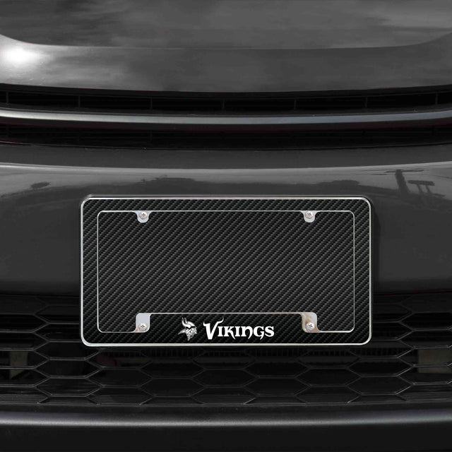 Rico Industries NFL  Minnesota Vikings Black 12" x 6" Chrome License Plate Frame-1