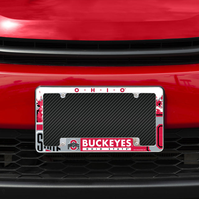 Rico Industries NCAA Ohio State Buckeyes Primary 12" x 6" Chrome License Plate Frame-1
