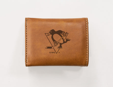 Rico Industries NHL  Pittsburgh Penguins  Laser Engraved Faux Leather Trifold Wallet-1