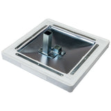 White molded pro style three base set base with central square post and metal hardware