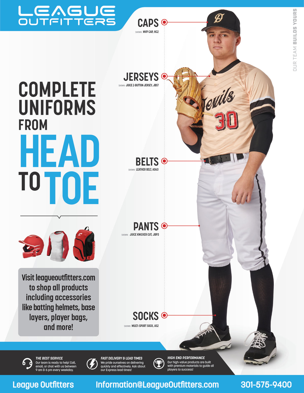 Head to Toe Baseball Uniform Package League Outfitters