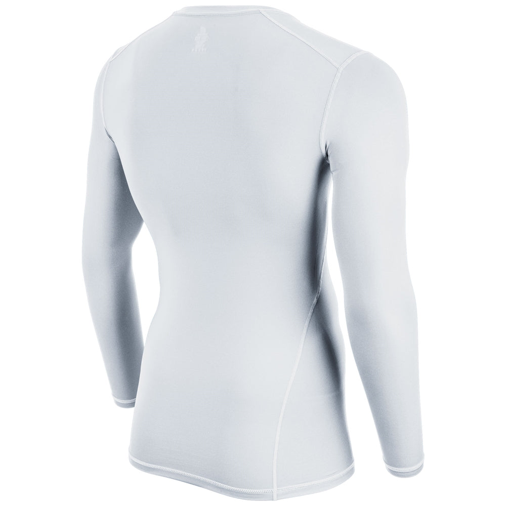 Back view of white Champro Youth Lightning 2.0 compression long sleeve jersey