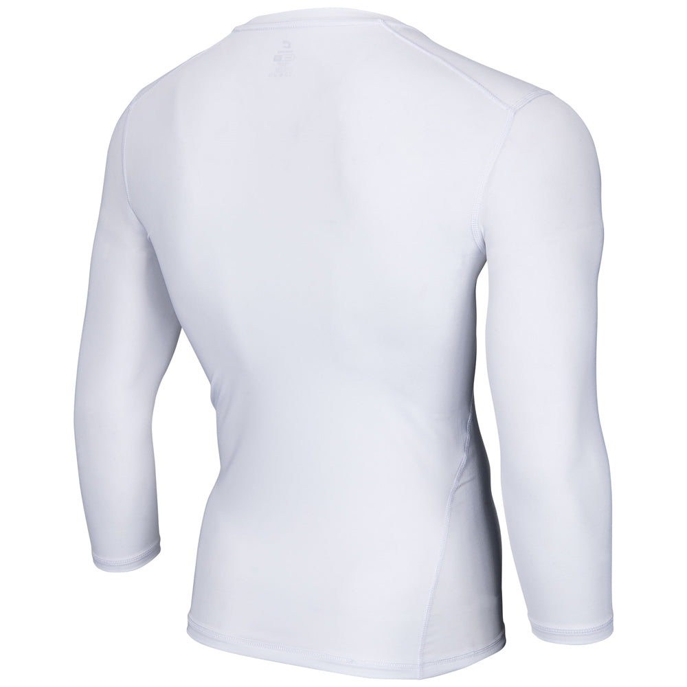 Back view of white Champro Lightning 2.0 compression long sleeve shirt