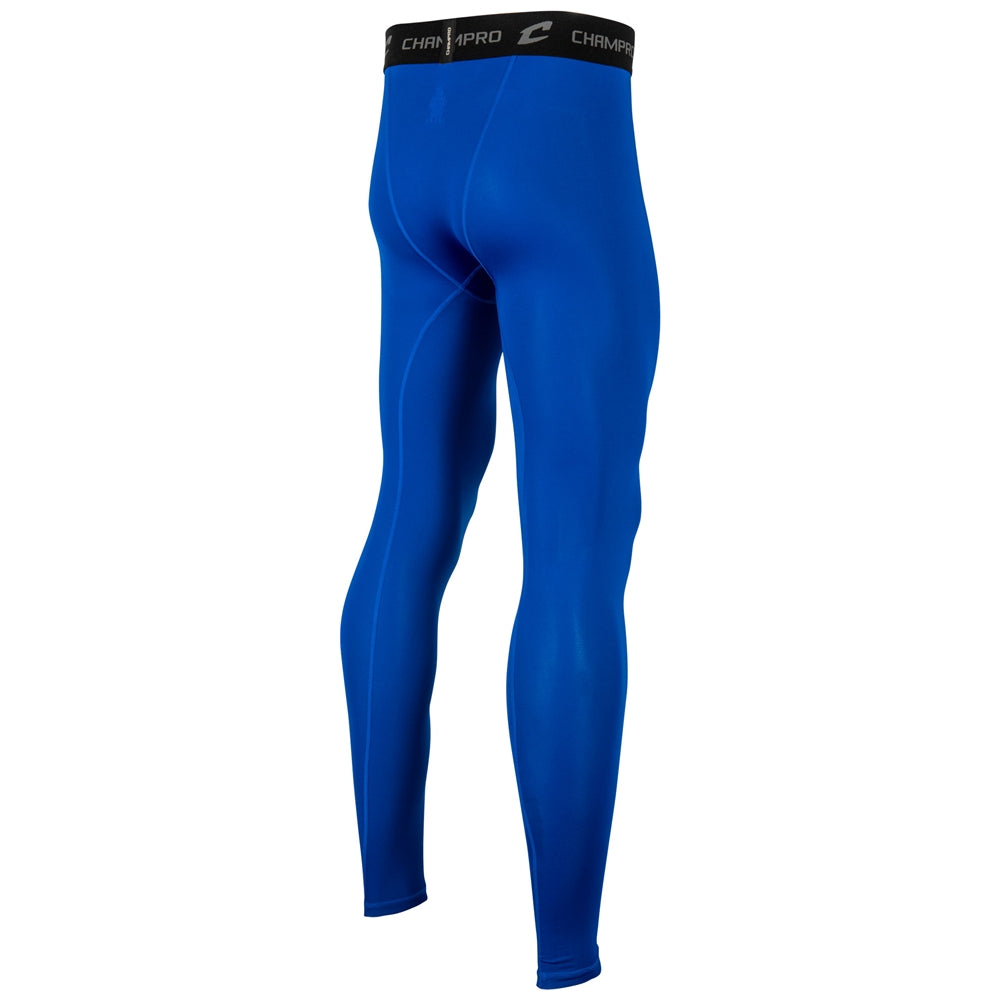 Blue Champro Youth Lightning 2.0 compression full length tights with black waistband