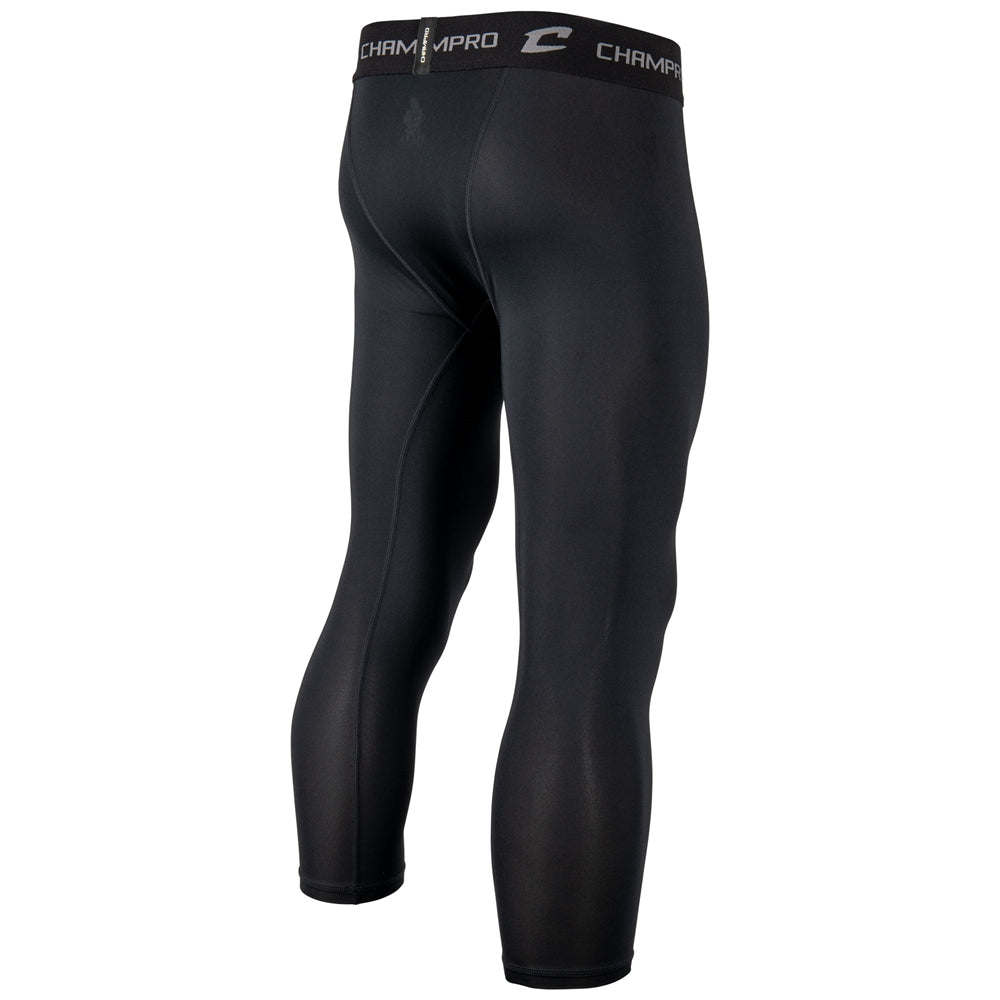 Champro Youth Lightning 2.0 compression 3/4 length tights in black with an elastic waistband.