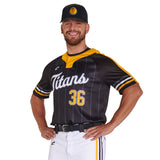 Custom Two Button Pro Neck Short Sleeve Fitted Jersey Team Baseball Jerseys