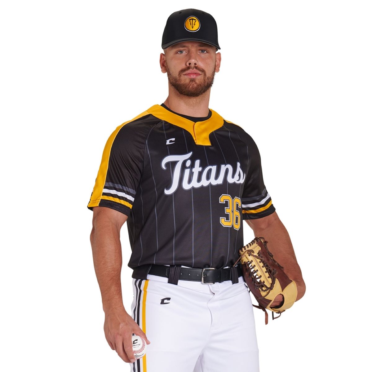 Custom Two Button Pro Neck Short Sleeve Fitted Jersey Team Baseball Jerseys