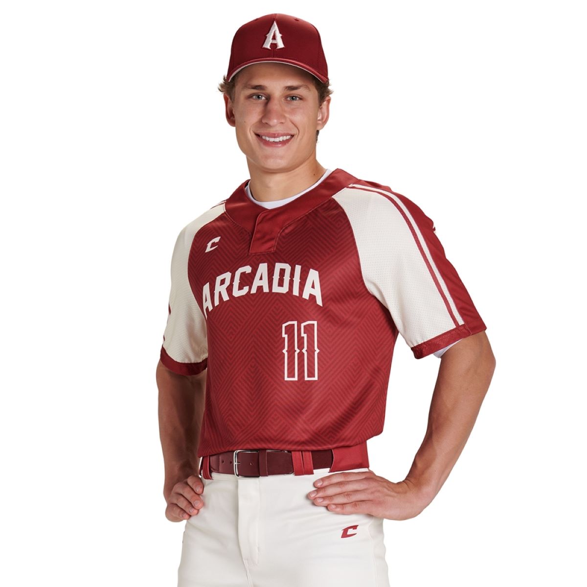 Custom Two Button Pro Neck Short Sleeve Loose Jersey Team Baseball Jerseys