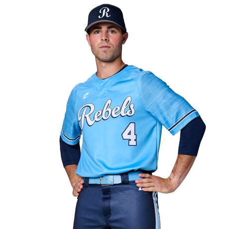 CustomTwo Button Pro Neck Jersey with Mesh Short Sleeves Team Baseball Jerseys
