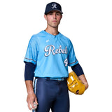 CustomTwo Button Pro Neck Jersey with Mesh Short Sleeves Team Baseball Jerseys