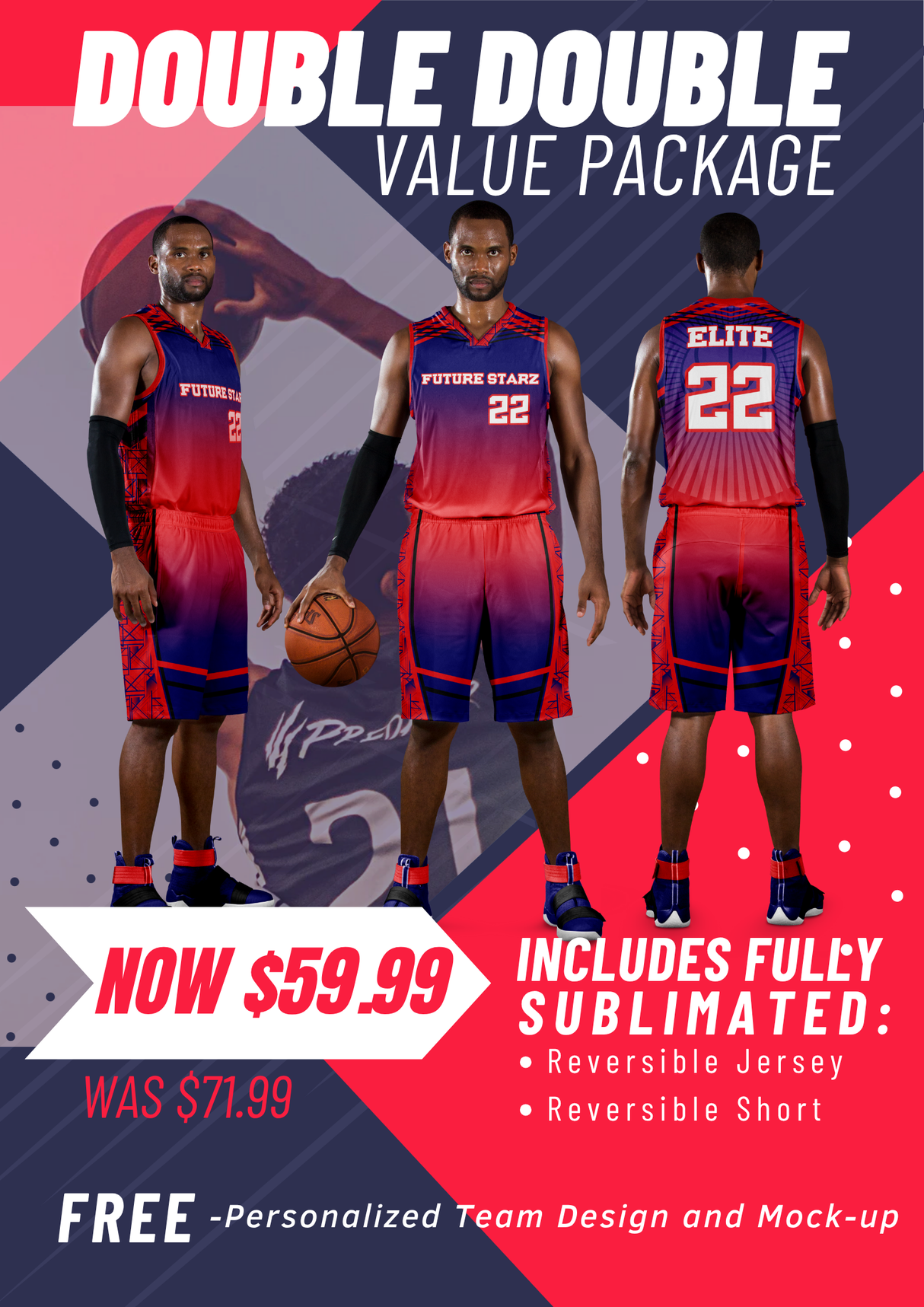 Double Double "value" Basketball Uniform Package Team Basketball Uniform Package
