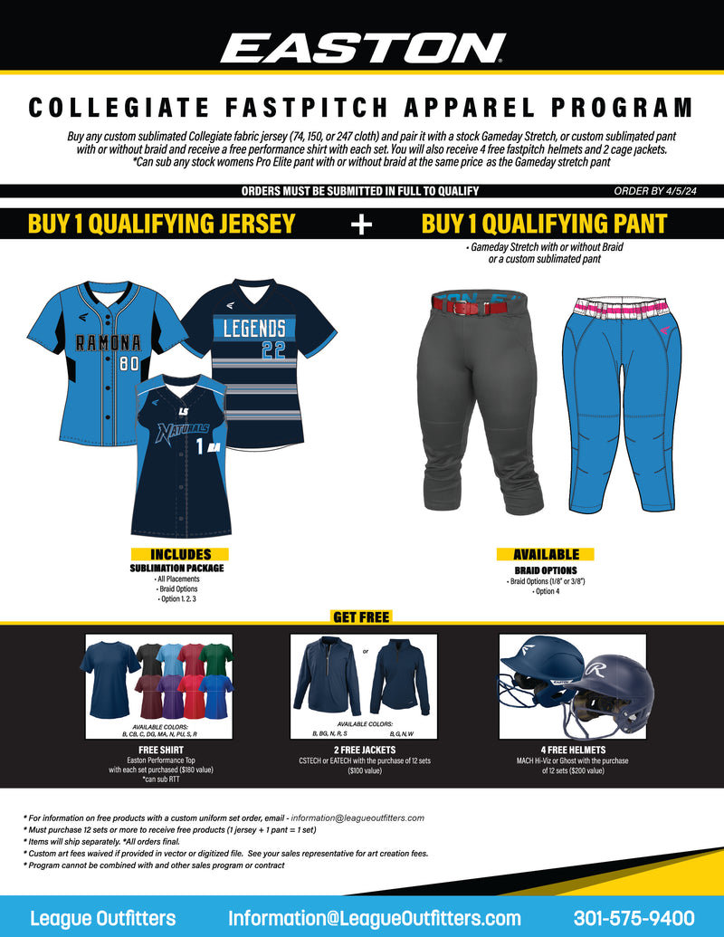 Easton Collegiate Fastpitch Uniform Package
