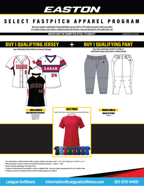 Easton Select Fastpitch Uniform Package League Outfitters