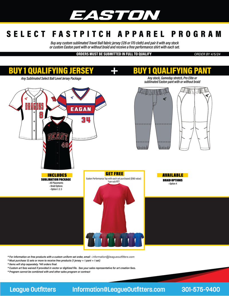 Easton Select Fastpitch Uniform Package