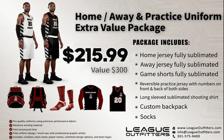 Eurostep Home & Away Extra Value Basketball Premium Uniform Package League Outfitters