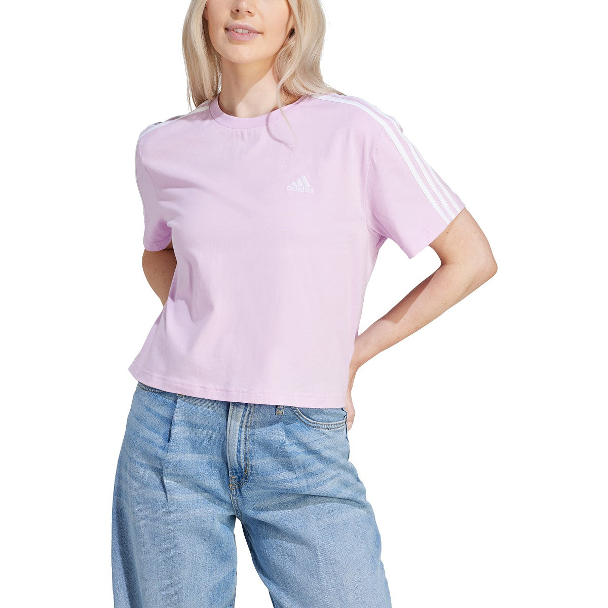 adidas Women's Essentials 3-Stripes Single Jersey Crop Top adidas