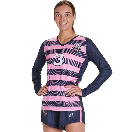 Custom Champro Women's/Girls V-Neck Long Sleeve Fitted Soccer Jersey Team Soccer Jerseys