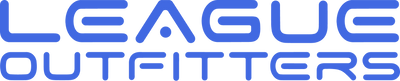 League Outfitters logo in blue on a white background