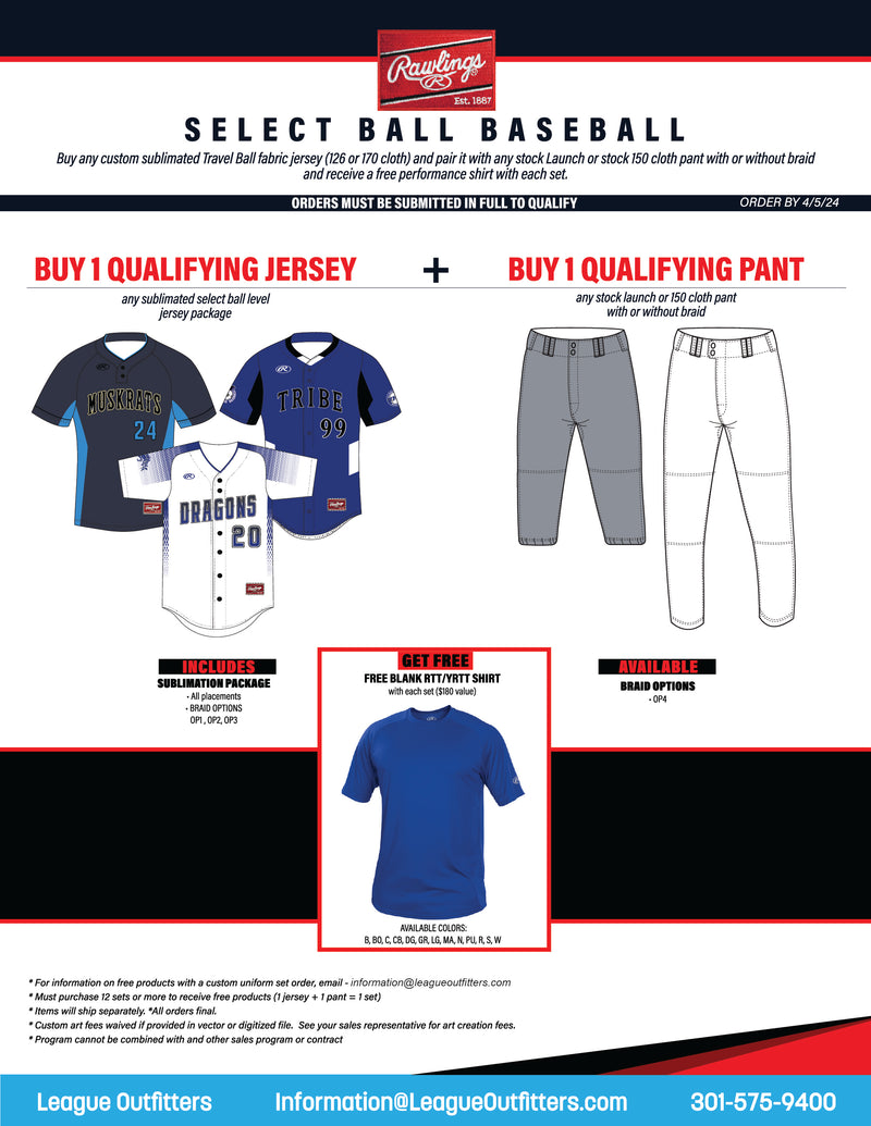 Rawlings Select Baseball Uniform Package