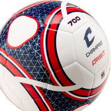Champro Orbit soccer ball with red white and blue panels and geometric stitching