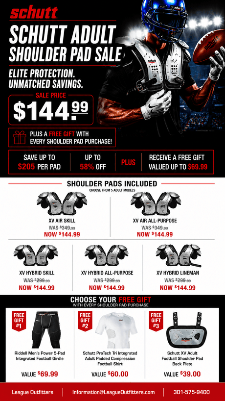 Schutt Elite Shoulder Pad Sale Team Football Uniform Package