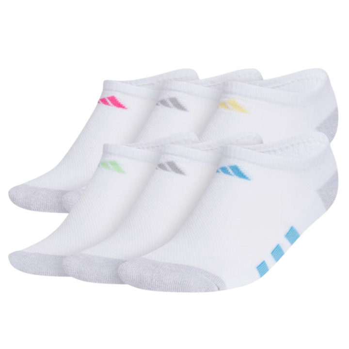adidas Girl's Athletic Cushioned 6-Pack No Show Socks