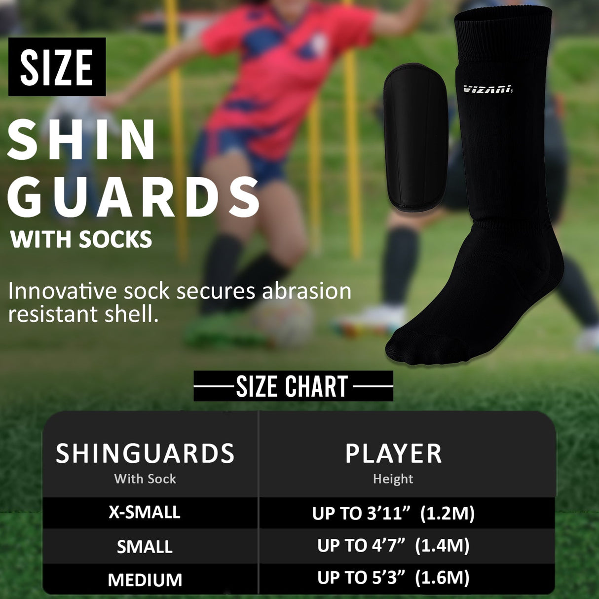 Vizari Youth Shin Guard w/Sock Vizari