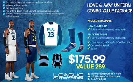 Slam Dunk Home & Away Extra Value Basketball Combo Premium Uniform Package League Outfitters