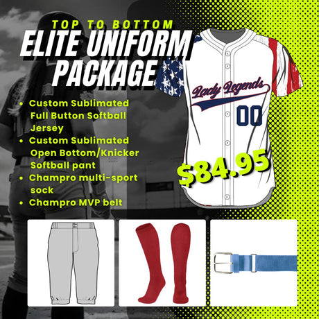 League Outfitters Custom "Elite" Sublimated Top to Bottom Package Team Softball Jerseys