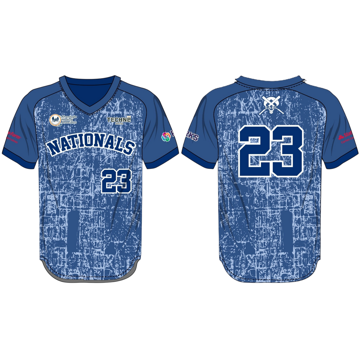 League Outfitters Custom Elite Sublimated- Sublimated V-Neck Short Sleeve Team Baseball Jerseys