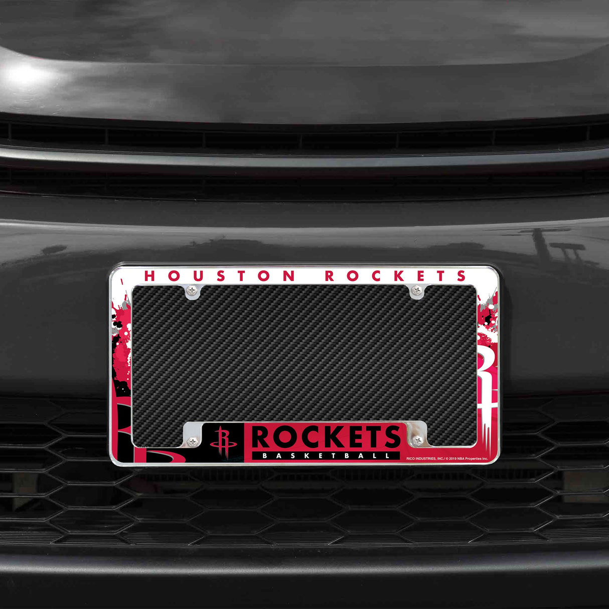 Rico Industries NBA  Houston Rockets Primary 12" x 6" Chrome License Plate Frame-1