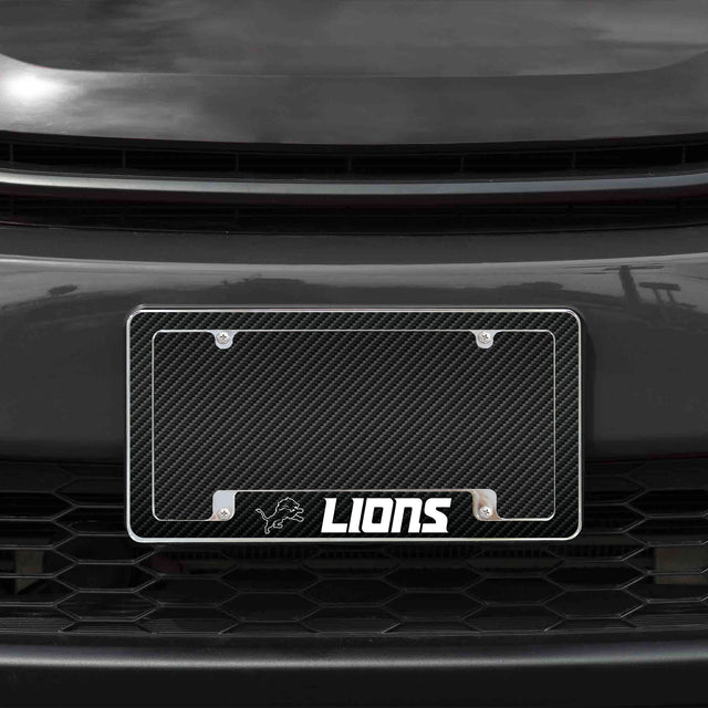 Rico Industries NFL  Detroit Lions Black 12" x 6" Chrome License Plate Frame-1